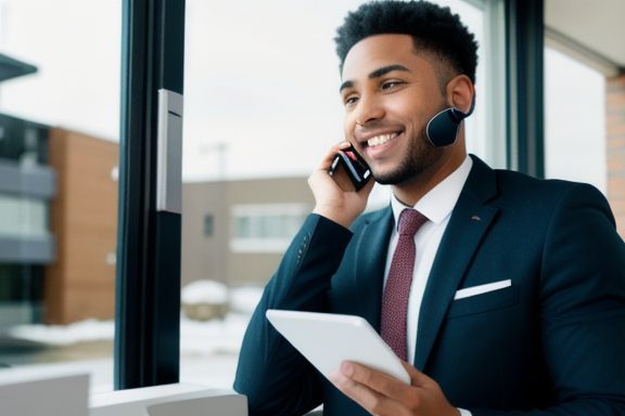 Sales representative engaging with a potential customer